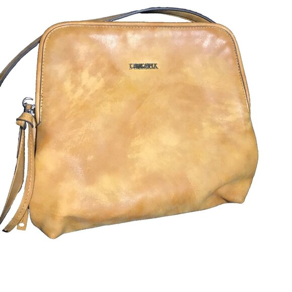 PinkStix Faux Leather Tan Crossbody Bag Purse Chettah Print Lining - Picture 1 of 13